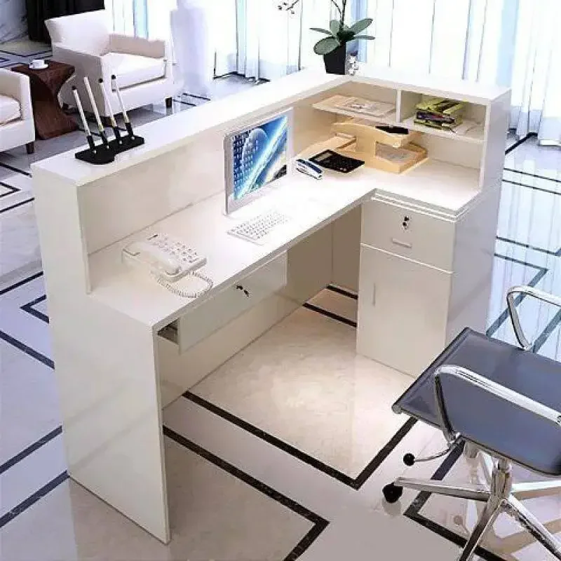 Modern Reception Desk Luxury Front Service Beauty Salon Reception Desk Business Hairdresser Comptoir Caisse Corner Furniture