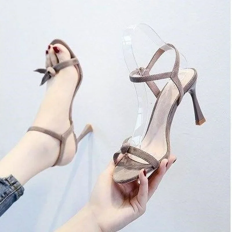 Sexy Summer 2024 Thin Heels Outdoor Ladies Shoes Sandals for Women Footwear Trend New Breathable Fashion Korea Designer Shoe F H