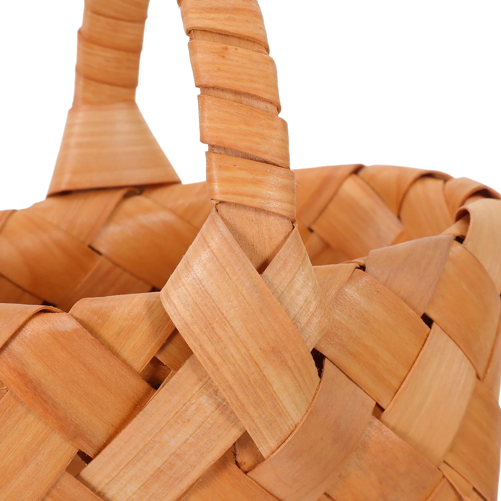 4 قطعة سلال منسوجة صغيرة مع مقابض حصاد صغير لصالح حفلات الزفاف ديكور نزهة سلة التخزين رقاقة الخشب