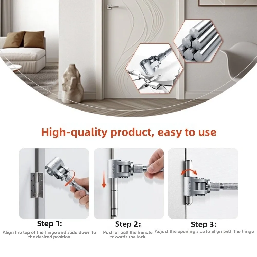 Metal Door Hinge Wrench Silver Adjustable Head Hinge Adjustment Tool Non-Slip Grip Precision Alignment Hinge Alignment Tool