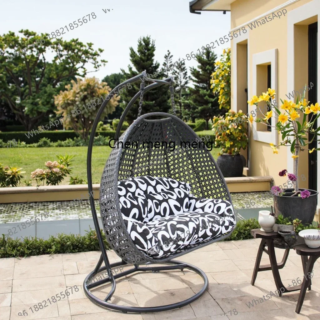 

D182Rattan Hanging Egg Chair With Stand Modern Patio Swing Basket Hammock Chair Balcony Garden Outdoor