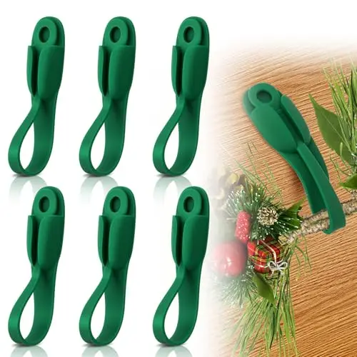 0PCS Silicone Garland Hanger for Mantle, Door Frame, Fireplace Green | Garland Hooks for Mantle, Christmas Fireplace Stocking Ha