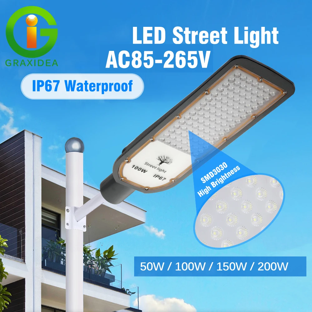 50/100/200W 6000K SMD3030 Außenleuchte AC85-265V Hohe Helligkeit IP67 Wasserdicht Geeignet für Außenumgebungen LED-Straßenbeleuchtung ﻿