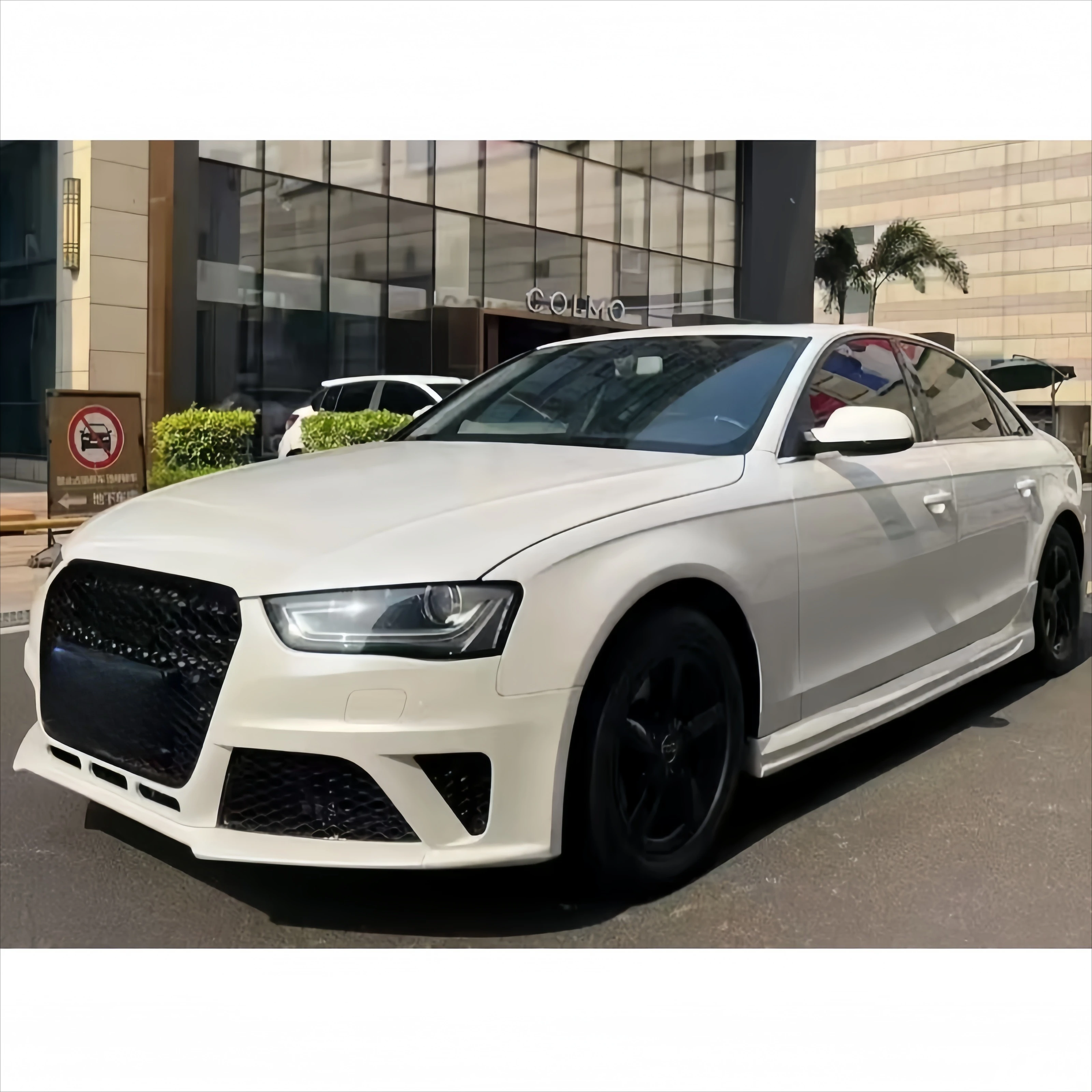 Glossy Black Honeycomb Mesh ABS RS4 Style Bodykit Grille for A4 S4 B8.5 2013-2016