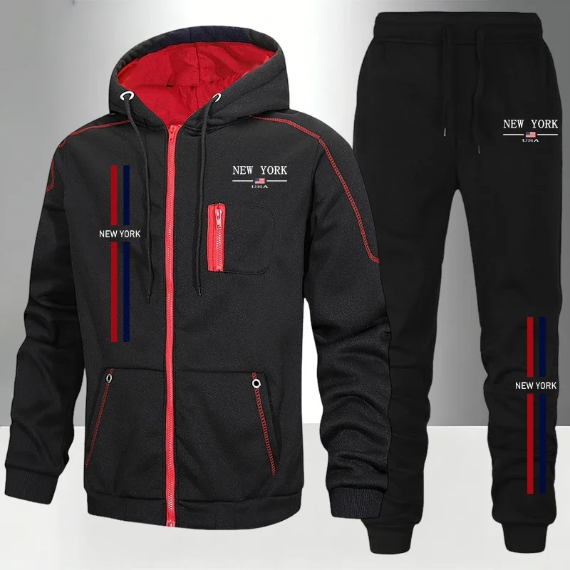 Men's Set/Coat/Pants Autumn Winter Sportswear 2026 New Arrival Zipper Tracksuit Outdoor Casual Sports Fashion Hoodie Jogger Suit view 3