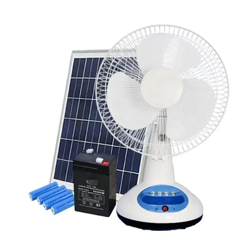 12 inch Solar Electric Fan Cooling Rechargeable table fan with 9v solar panel