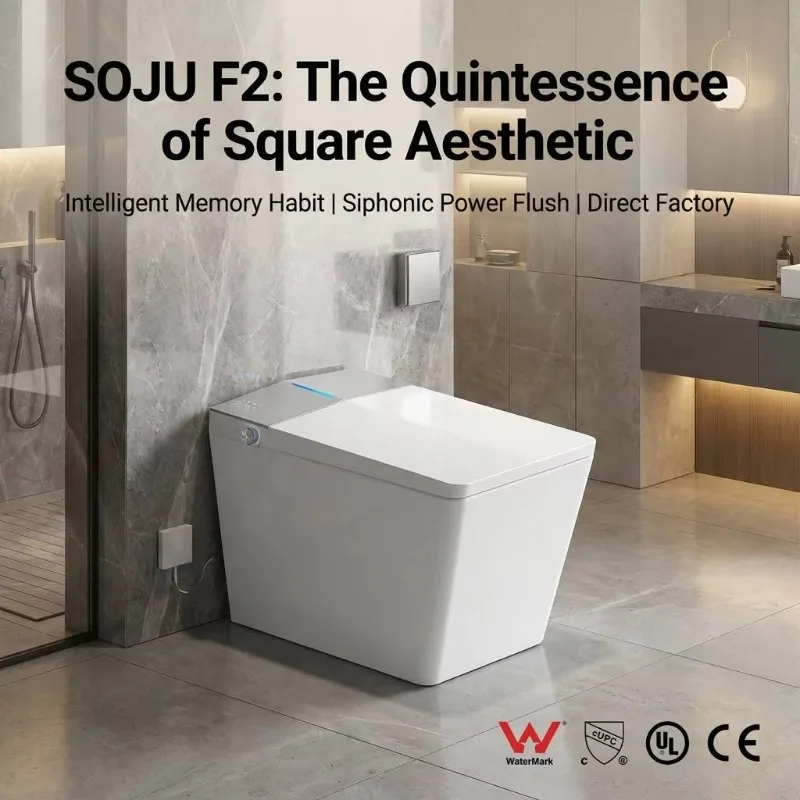 Tankless Smart Toilet With Auto Open/Close Lid Modern One Piece Electric Toilet With Remote Control Automatic Flush Bidet Toilet