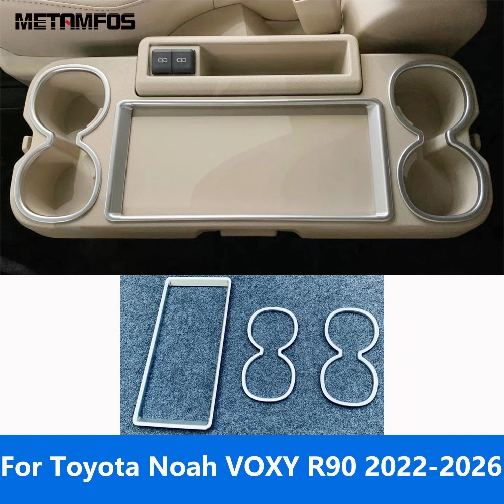 Accessories For Toyota Noah VOXY R90 2022-2025 2026 Interior Carbon Fiber Rear Seat Water Cup Holder Cover Trim Frame Sticker