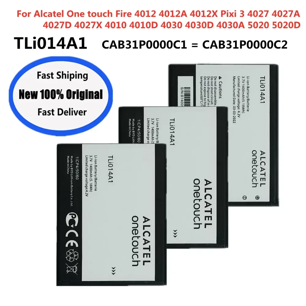 TLi014A1 Original Battery CAB31P0000C1 For Alcatel One Touch 4033D 4032D POP C3 Pixi 4007D BY71 Phone Batterie Fast Shipping