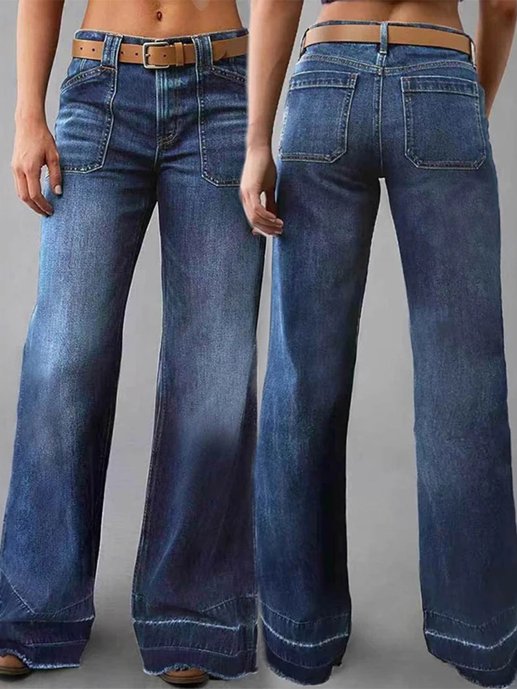 

Vintage Women's High Waist Straight Leg Denim Jeans Spring Fall Washed Soft Comfortable Fit Baggy Pants Casual Chic Trousers