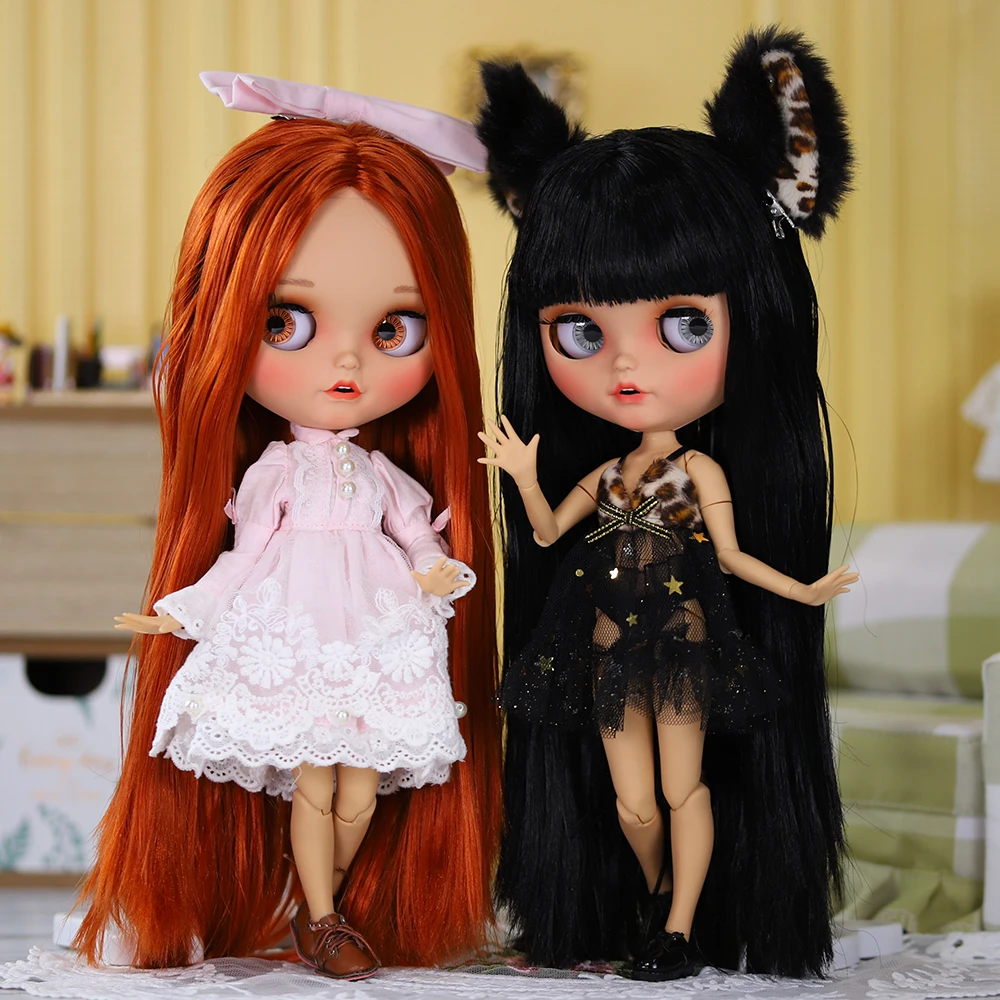 

ICY DBS Blyth Doll 19 суставов 30 см Body BJD Doll Tan Skin & Matte Face Beep Lips Ручная роспись Макияж DIY Прическа Костюм Подарок