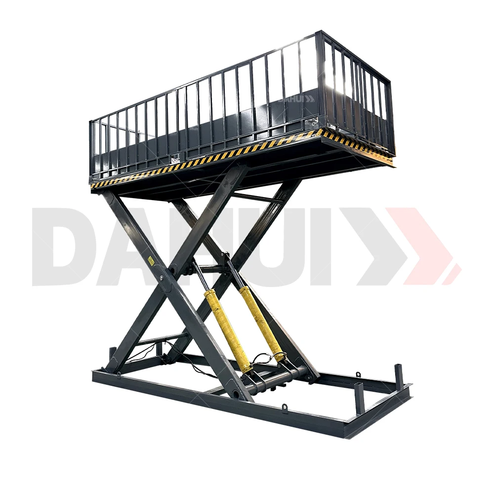 DAHUI 1.3M Fixed Scissor Lift Table Electric Powered Steel Platform 2500x2000mm for Warehouse Use