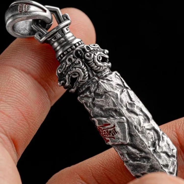 Character Sword Pendant Taoist Traditional Culture Golden Light Protection All-match Key Bag Attract Wealth Lucky Charm Pendant