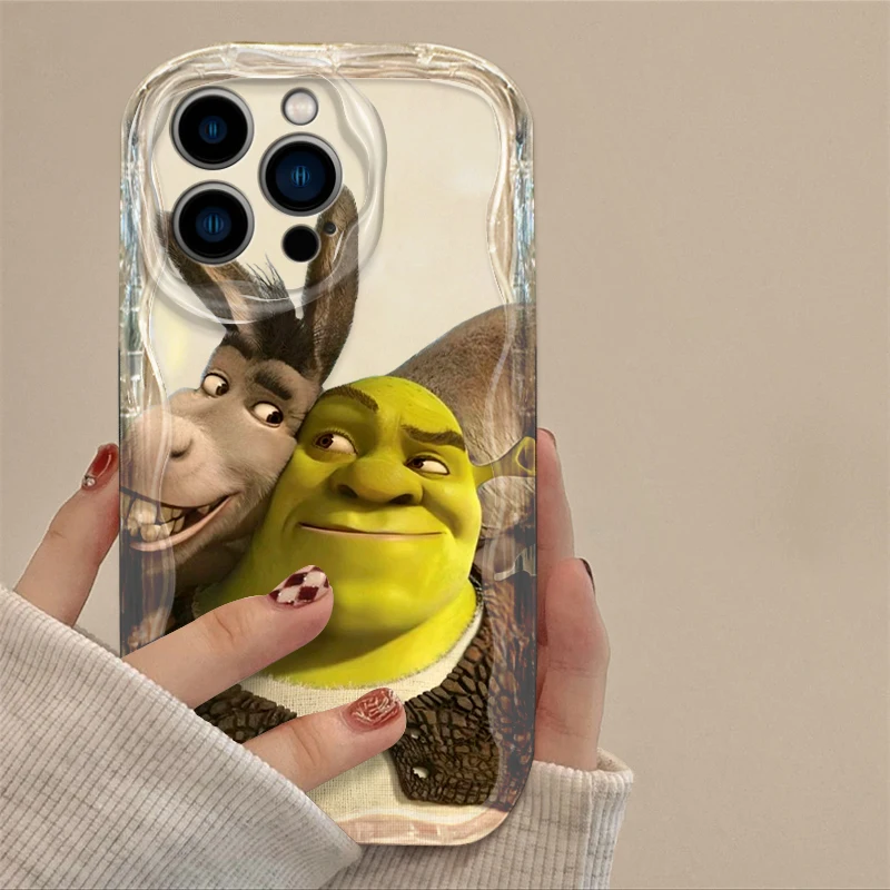 Cartoon Cute Shrek Cover For Apple iPhone 15 14 13 12 11 Pro X XR XS Max Plus 8 7 Plus SE Wave Oil Phone Case