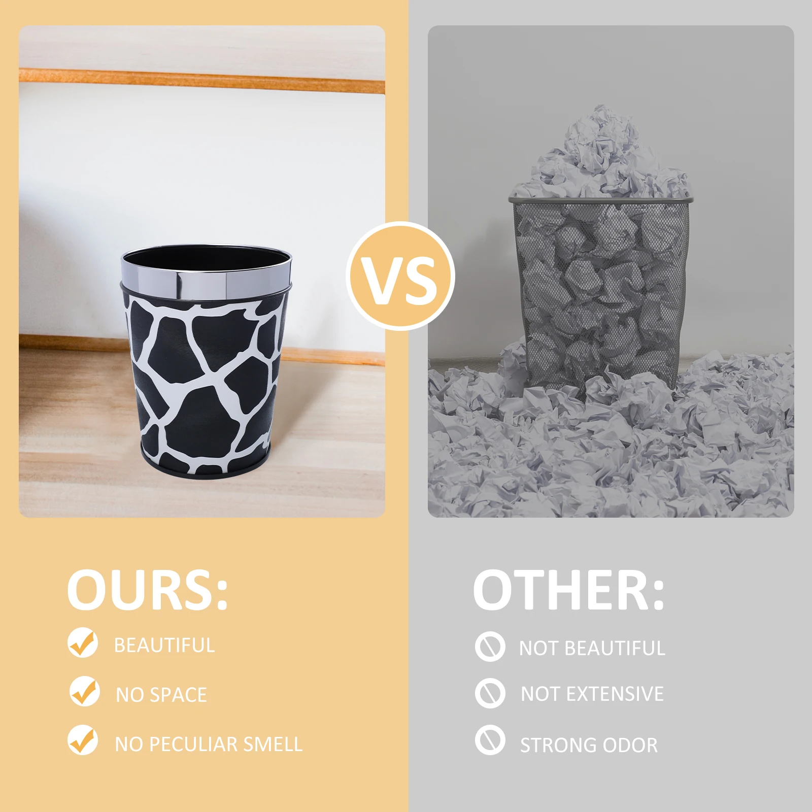 

Trash Can Round Retro Waste Bin For Home Office Bedroom Bathroom Garbage Container Storage Basket Vintage Style