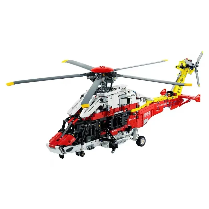 Helicóptero de rescate técnico Airbus H175, modelo educativo de construcción para niños con rotores giratorios, características motorizadas, 42145