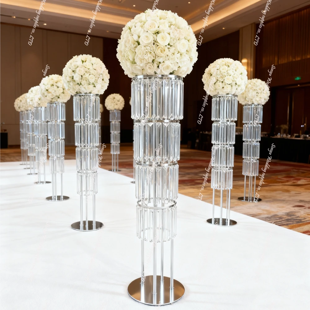 

6pcs 80-130cm Flower Stand for Gold Centerpieces Other Wedding Decoration Cylinder floral Stand Set for Party Event Table Decor