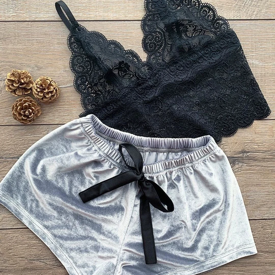 Pijamas de mujer, conjunto de sujetador de encaje Sexy, reúne belleza en la espalda, moda cómoda, ropa interior para niñas, lencería de dos piezas, sujetadores, vestidos para dormir