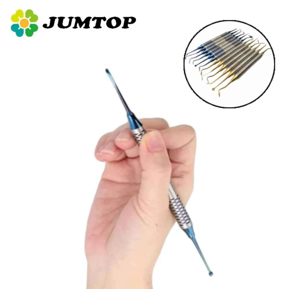 

6PCS/Set Dentistry Composite Resin Filling Set Spatula Thick Handle Titanium Plated Head Filler Restoration Instrument