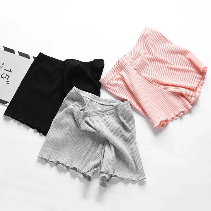 Plus Size Cotton Stretchy Underpants Ruffled three-point Safety Pants Women's outer wear Leggings Thread Ribbed Striped Shorts image 2