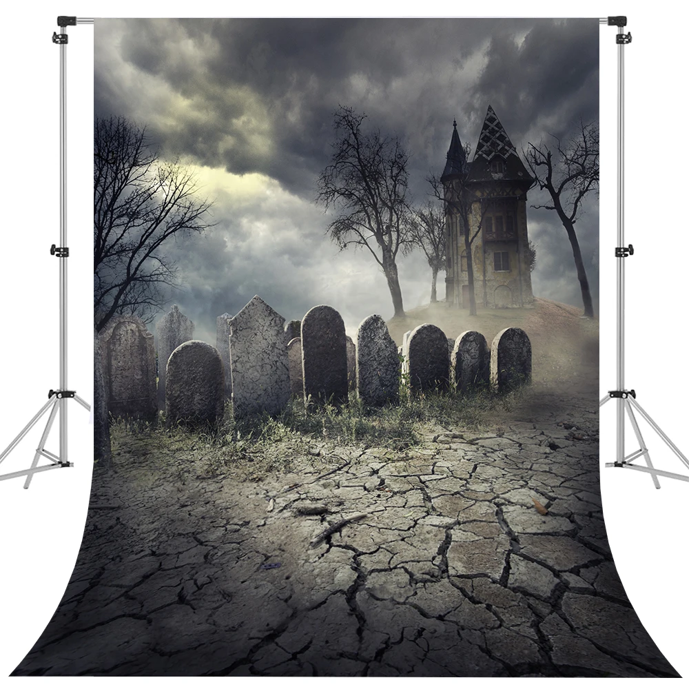 Bonvvie Halloween Backdrop Grave Pumpkin Lantern Vinyl Photography Background Studio Photo Shooting Photocall Photozone