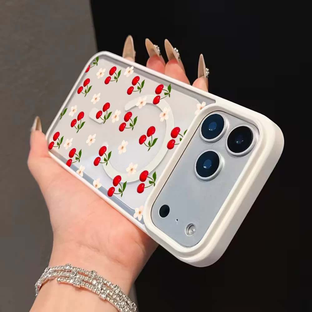 Cute Cherry Fruit Clear Case For Magsafe iPhone 16 15 Pro Max 17 16 15 14 11 13 12 Pro Max Plus Cases Wireless Charing TPU Cover 썸네일 6
