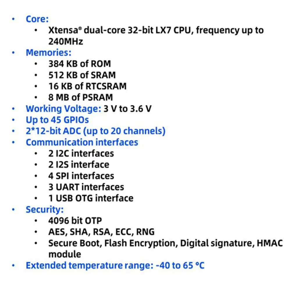 N16R8 N8R8 N8R2 ESP32-S3-DevKitC-1 Dual Type-C BLE 5.0 Development Board 44Pin 8M PSRAM CORE Board Internet of Things