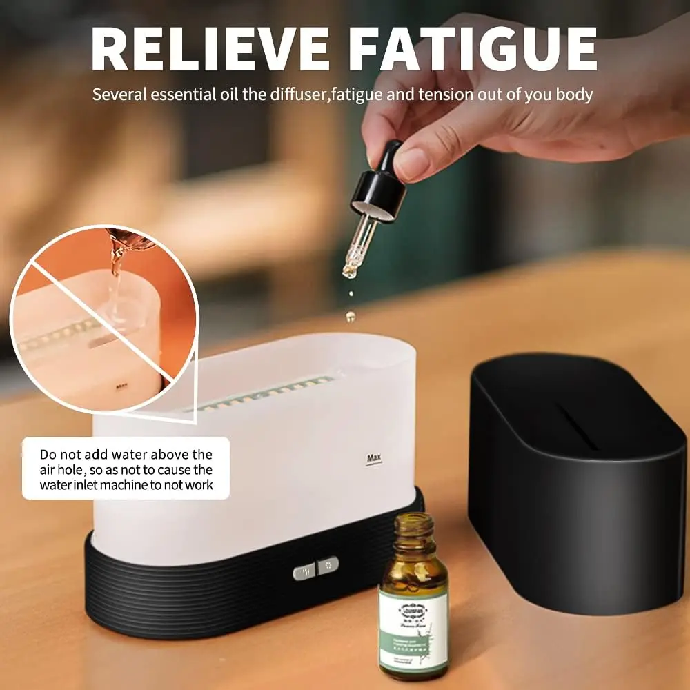 7-kleuren Kleurrijke Vlam Effect Koele Nano Mist Luchtbevochtiger Aromatherapie Diffuser Met Waterloze Auto-Off Bescherming Voor Spa Huis