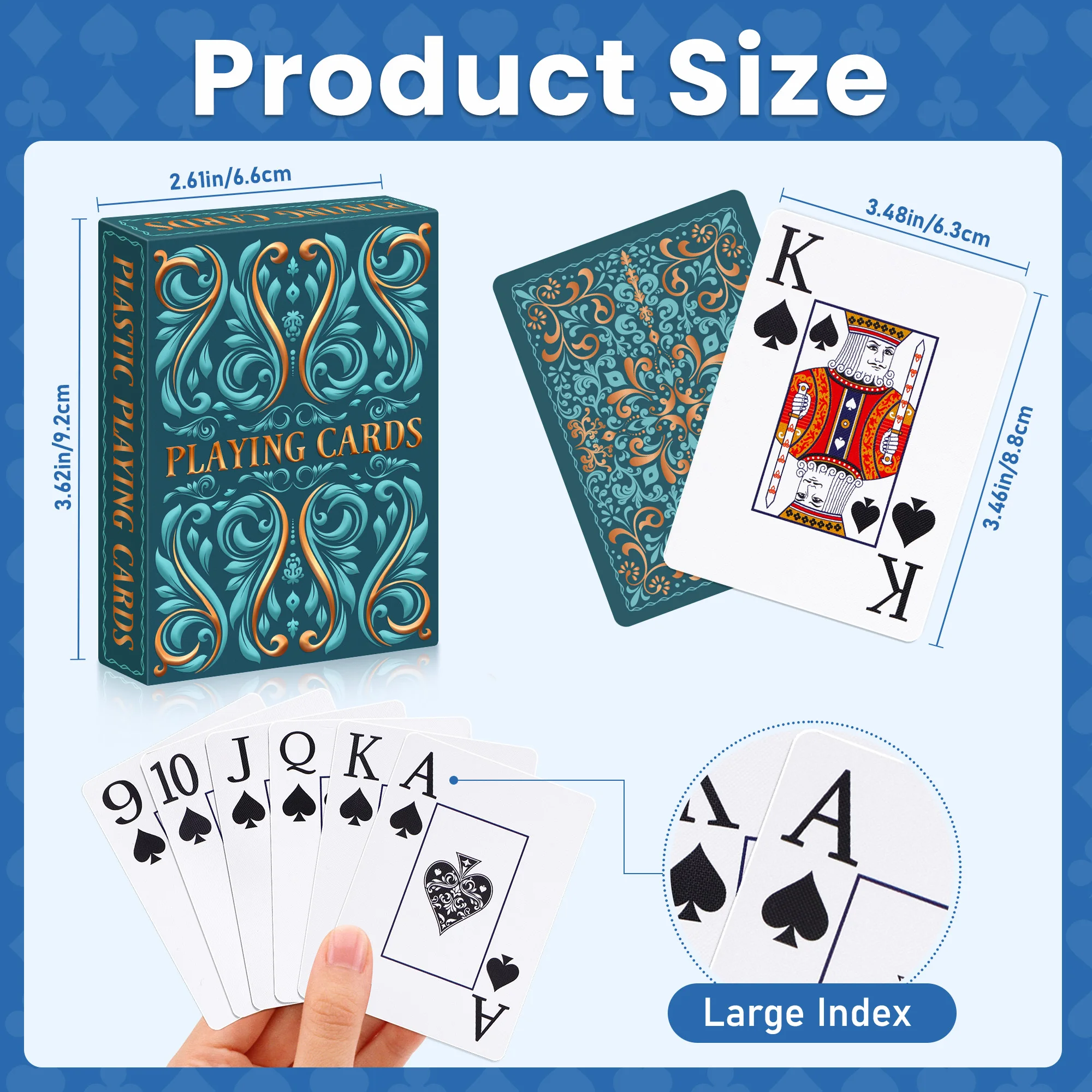 Jumbo Index Poker Waterproof Plastic Playing Cards for Adults Professional Tabletop Game for Holidays, Pool Parties, Beach Trips