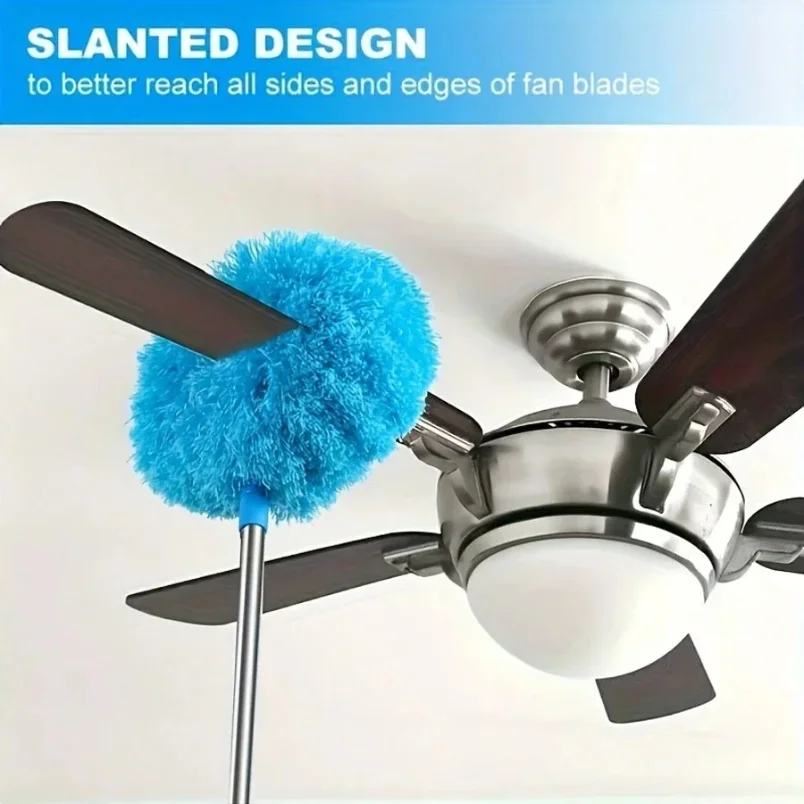 

1PC Microfiber Ceiling Fan Duster Extends Up To 80cm Long Handled Dust Locking Reusable Cleaner Brush Home Cleaning Tool