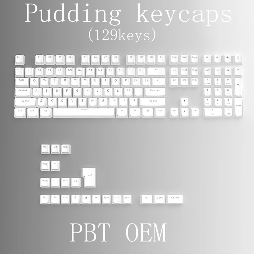 129-Key PBT Pudding Keycap Set (OEM Profile)