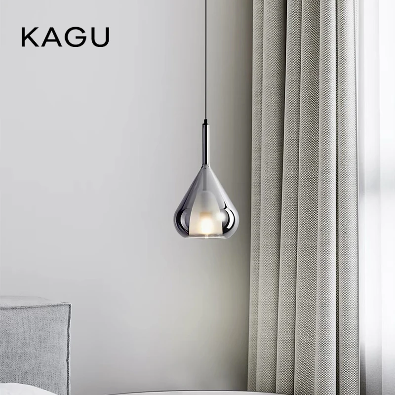 KAGU Italian Luxury Waterdrop Glass Bubble Pendant Lights Restaurant  Chandeliers LED Household Decorative Lighting Fixtures