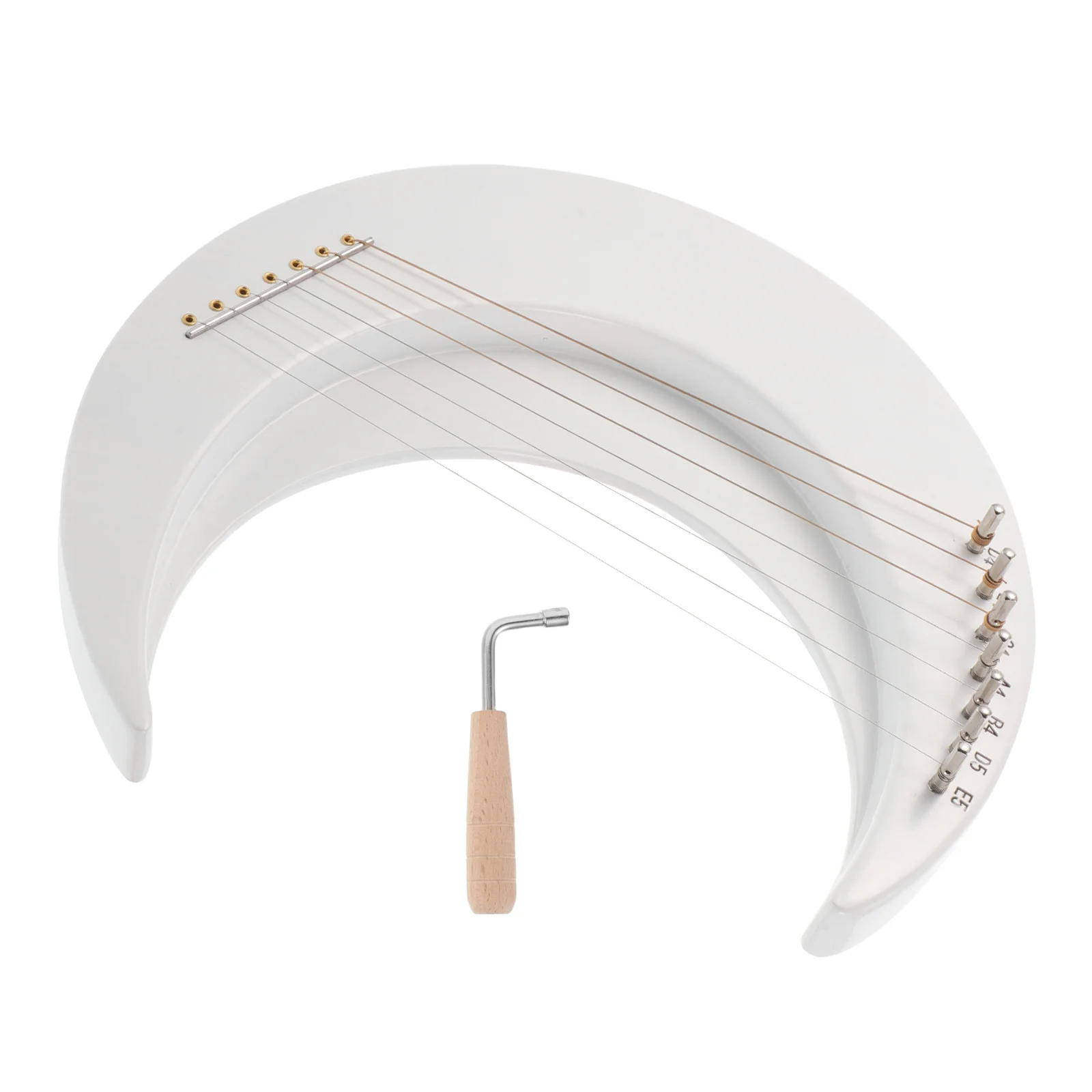 

Moon Lyre Harp 7 String Wooden Instrument Crescent Shape Compact Lightweight Easy Tuning Music Practice Travel for Beginners