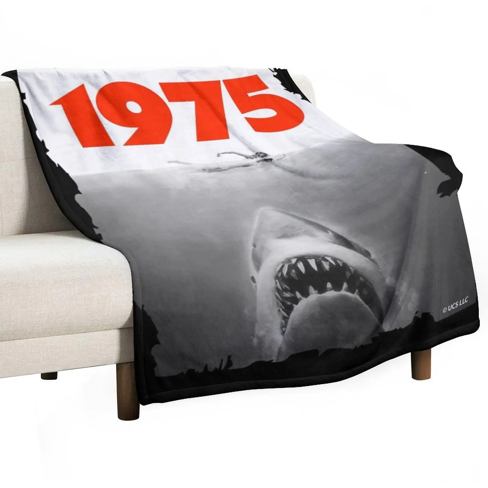 

Jaws 1975 fan art Throw Blanket for sofa Cute Plaid Custom Moving Blankets