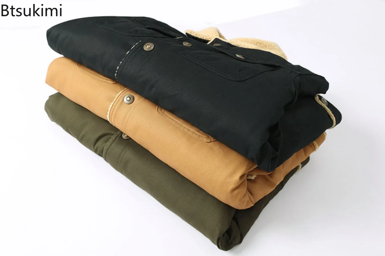 2025 Autumn Winter Fleeced Jackets for Men Fashion Solid Color Thickened Warm Casual Outwear High Quality Windbreaker Coats Male