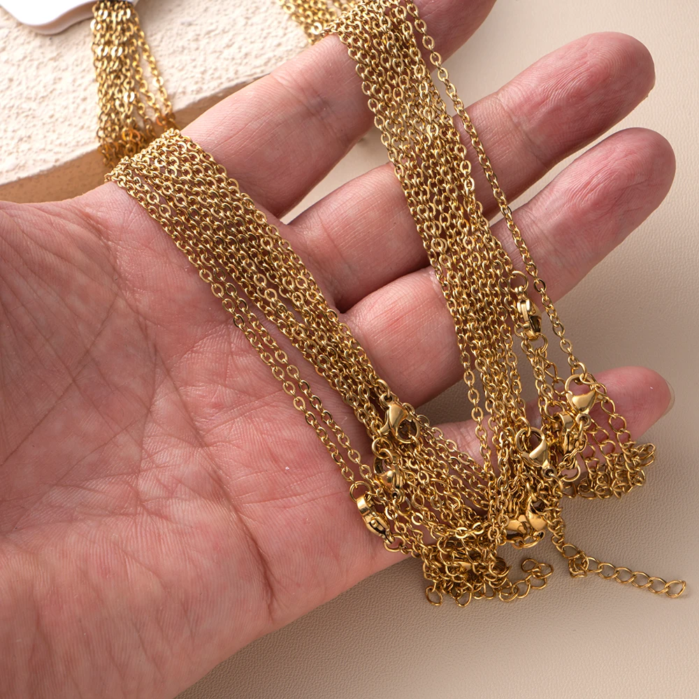 10 Teile/los 1,5/2 MM Edelstahl Link Halsketten Kubanischen Kreuz Ketten Zubehör für DIY Geschenke Schmuck Machen Groß Großhandel – Detail 3