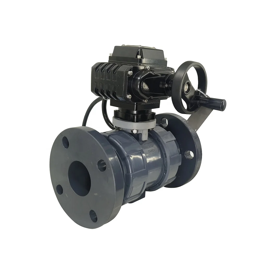 HL series waterproof motorize actuator IP68 AC220V assemble with UPVC two way ball valve  can use under water