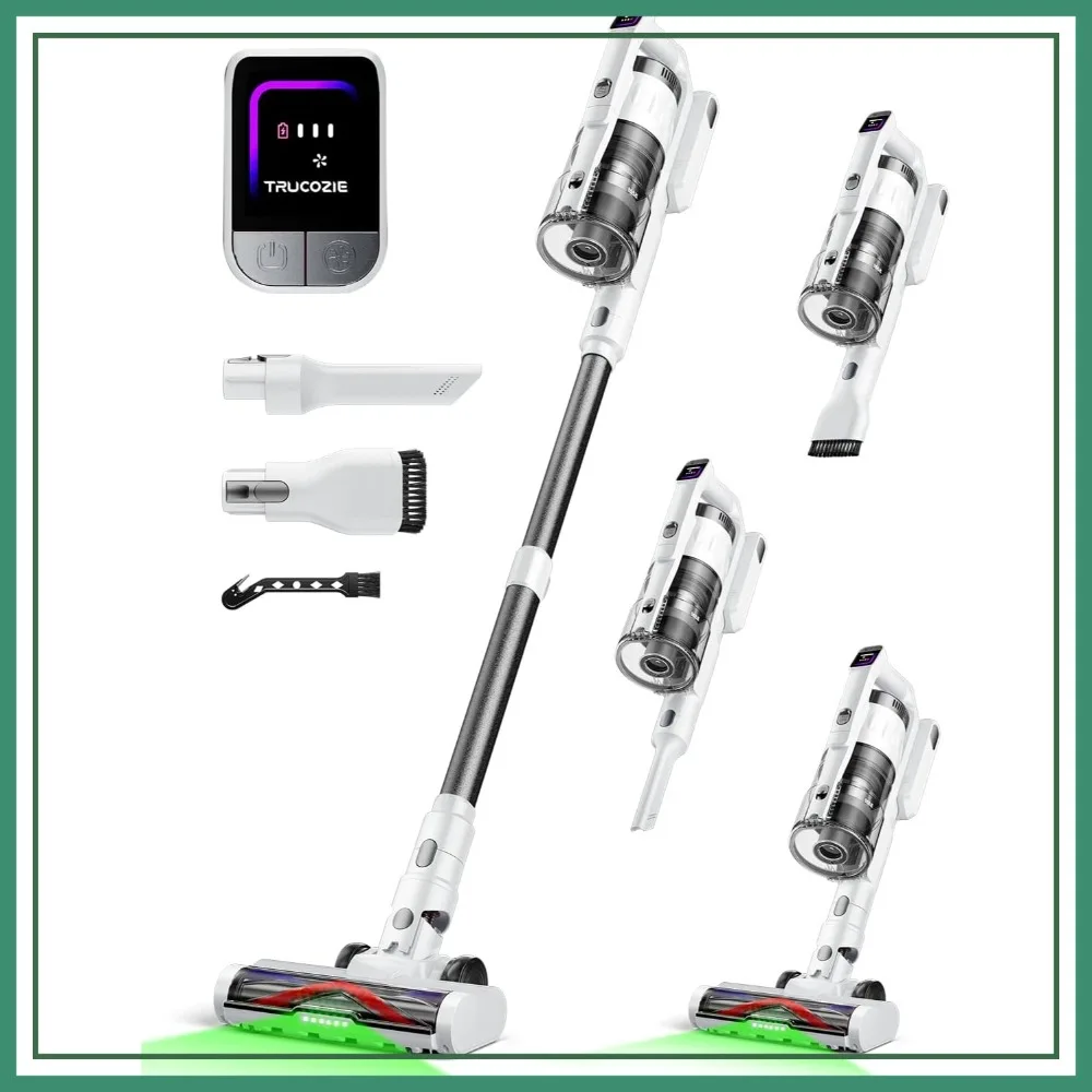 60KPa Cordless Vacuum Cleaner, 70Min Runtime, Green LED, Self-Standing for Hardwood Floors & Carpet