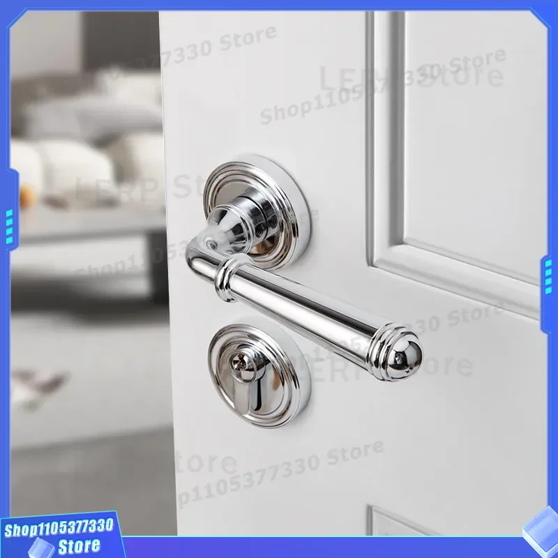 Vintage French Style Silver Door Lock Pure Copper Indoor Silent Wooden Door Handle Brass Split Design Factory Direct Sale