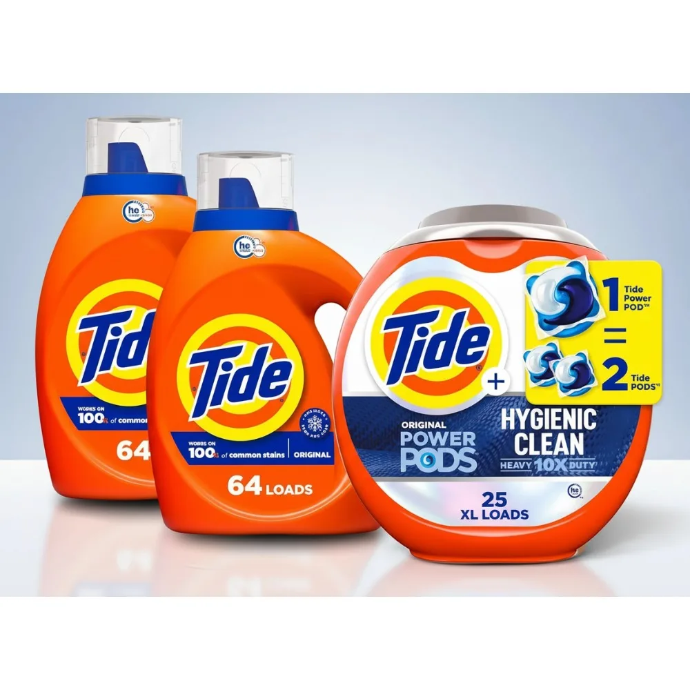 

Premium Liquid Laundry Detergent & Power Pods Bundle - Deep Clean, Fresh Scent, HE Compatible for Large Families