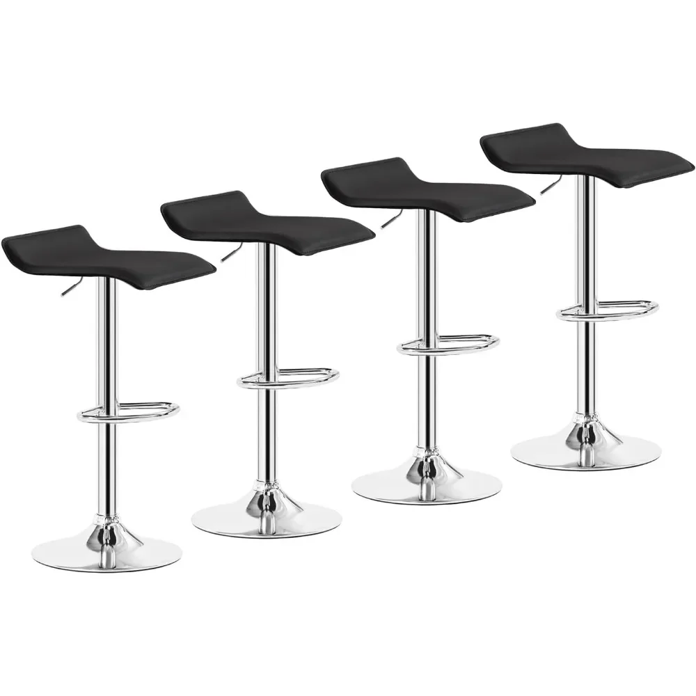 Bar Stools Set of 4, Armless Adjustable Swivel Barstools, Modern Backless Counter Height Stools for Kitchen