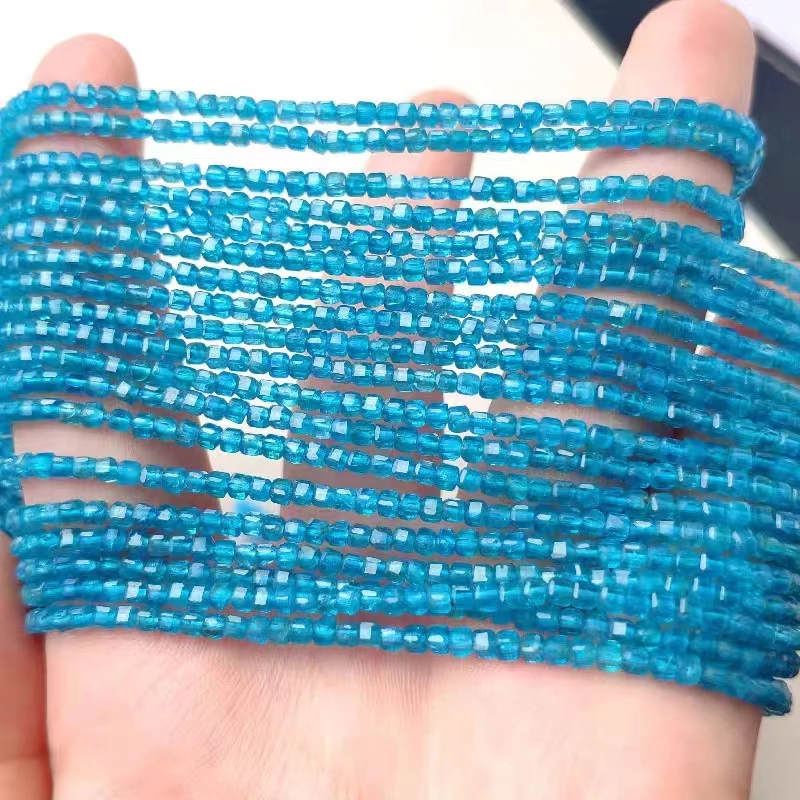 blue apatite  square faceted 2-2.3mm AAA  for DIY jewelry making  loose beads 32CM  FPPJ wholesale  nature gemstone