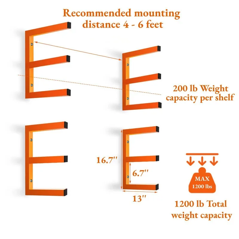 Wood Storage Rack Integrated Wall-mounted Shelf Layer Rack Metal Shelf
