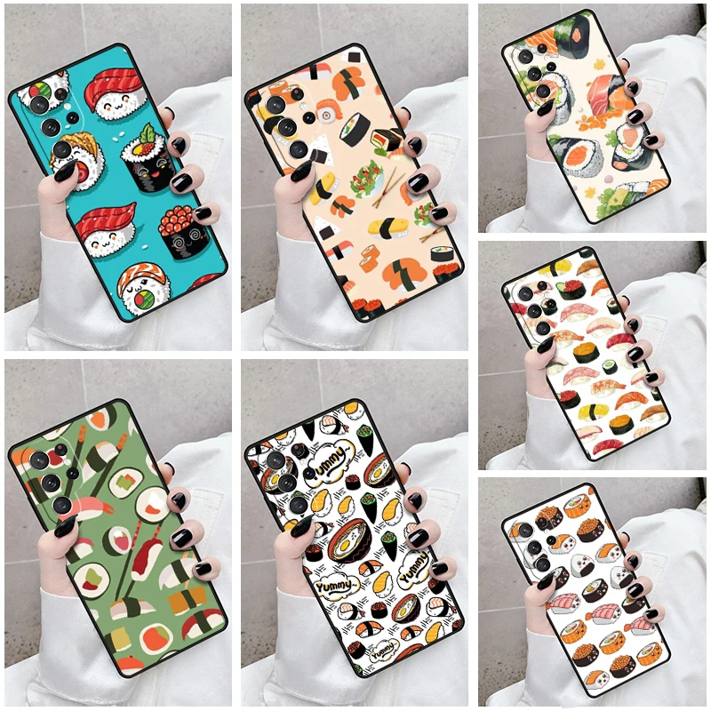 Phone Case For Samsung Galaxy S24 S23 S21fe S22 Ultra Plus Note 10 20 S8 S9 S10 Cover Food Sushi