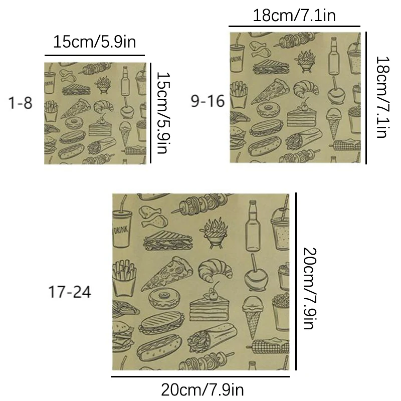 50 pezzi di panini di carta assorbente hamburger patatine fritte involucri di cibo fritto tappetini per piatti carta cerata e carta da forno