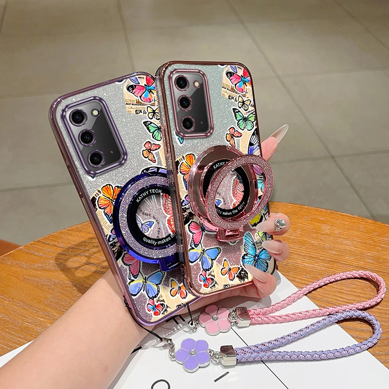 

Note 20, чехол-держатель для браслета с цветными бабочками для Samsung Note M51 M52 M34 M52 M13 M55 M54 10Pro 20Plus, чехол