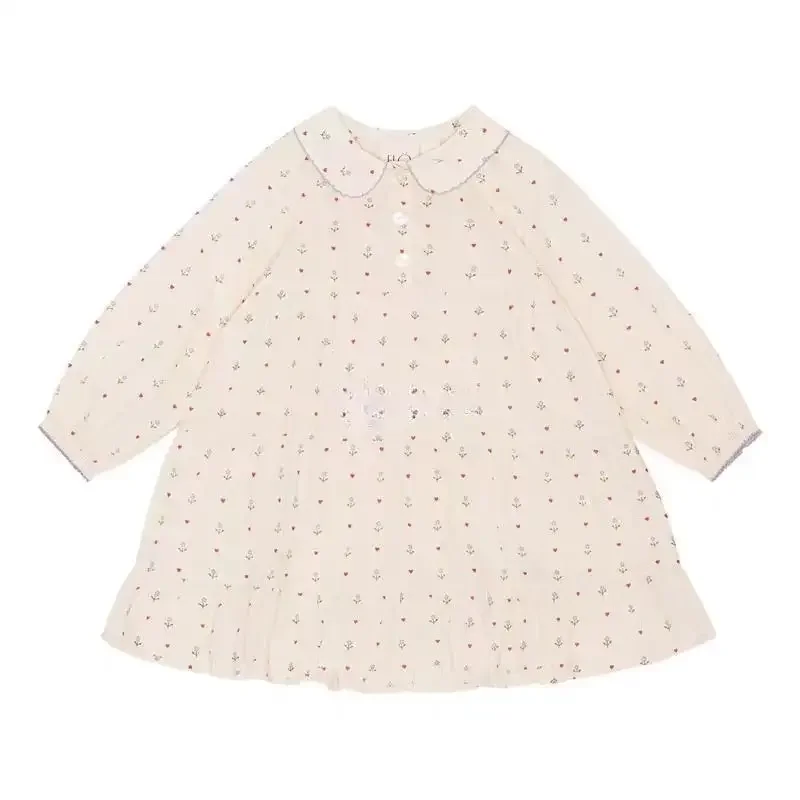 여자 드레스 2025 봄 인쇄 패션 한국어 버전 어린이 드레스 코튼 달콤한 딸기 재킷 아동 의류