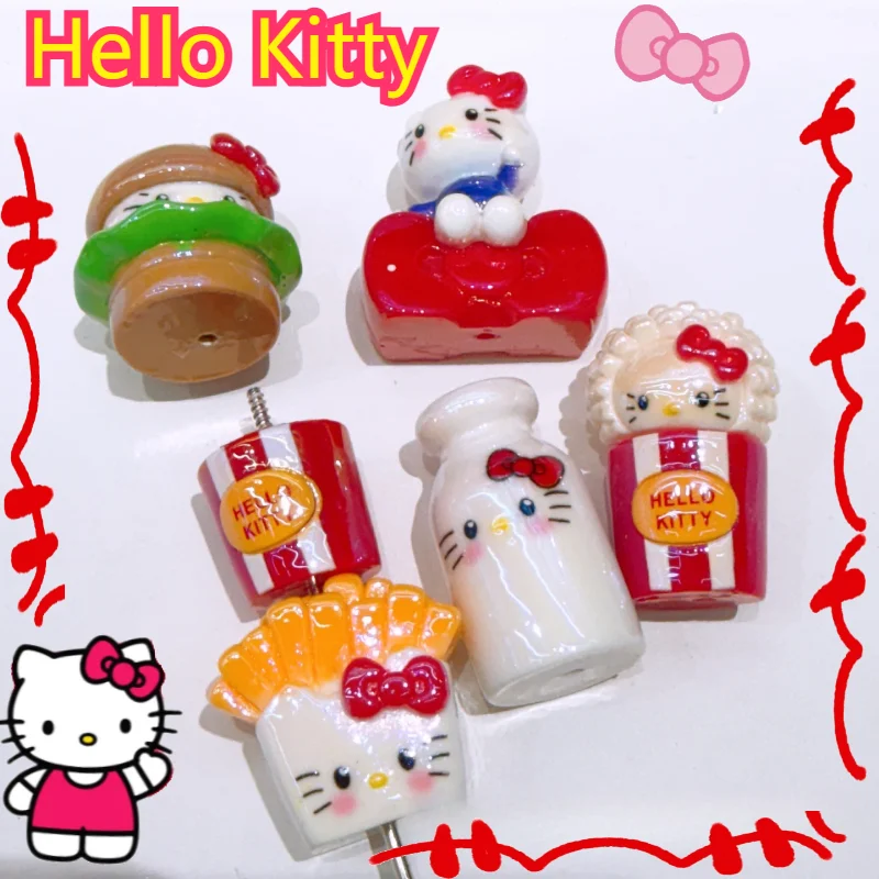 

Мультяшный аниме-брелок Hello Kitty с вертикальным отверстием, гальванизированная смоляная 3D-игрушка, ручная работа, DIY, материал для брелоков и аксессуаров для ручек