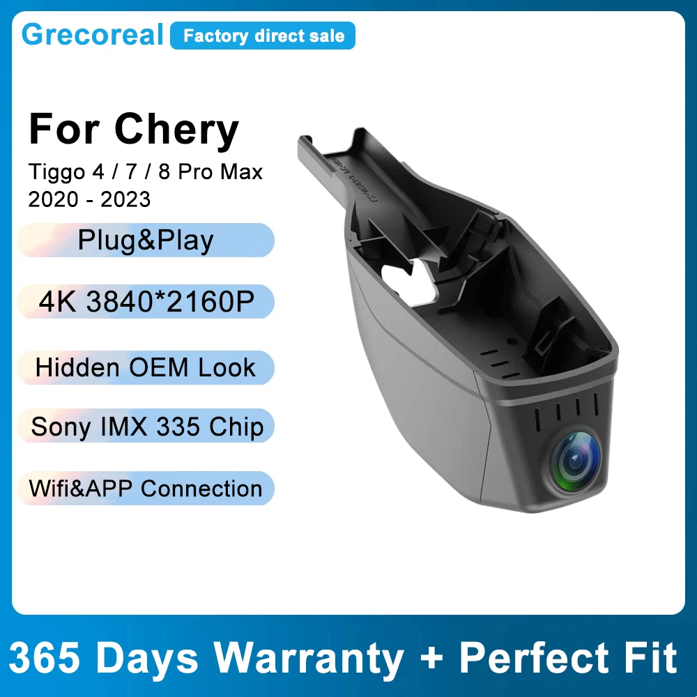 Grecoreal Car DVR Dash Camera Front Rear Dash Cam for Chery Chirey Tiggo 4 5x 7 Pro Max Plus DR F35 OEM 2K 4K Wifi Dual Dashcam