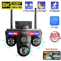 4K 10X Zoom Wifi PTZ Security Camera Auto Tracking Outdoor Seven Lens Four Screen Panoramic View CCTV Video Surveillance Camera
